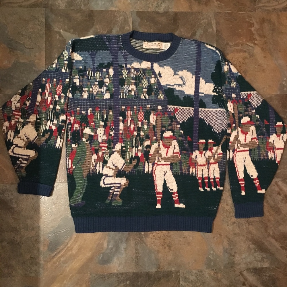 Crossings Vintage Baseball Sweater Ugly Christmas